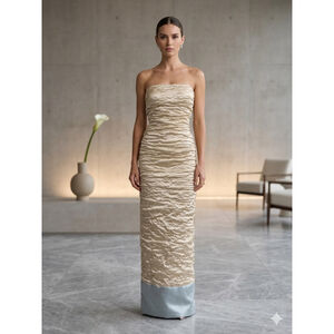 Nicole Miller Vintage Strapless Gown Metallic Champagne Size 10